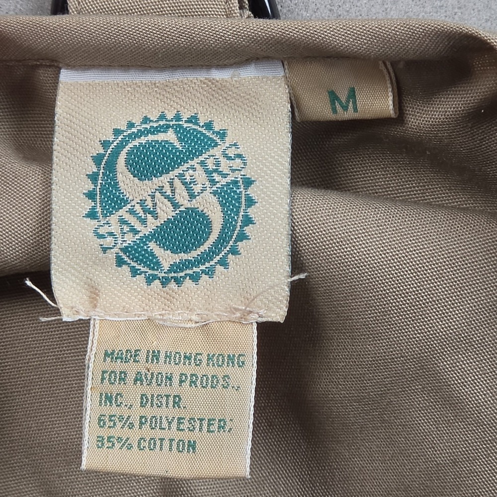 Sawyer's 1992 Avon Vintage Safari Fishing Photo Vest Men's M Khaki Tan Cargo Zip - Picture 6 of 10